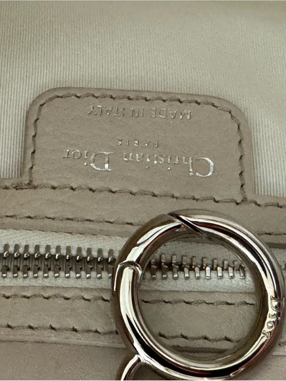 Vintage Christian Dior D White Leather Hobo Bag Silver Hardware